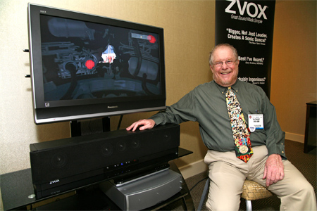 Tom Hannaher founded ZVOX in 2003, seen here with what looks like an early ZVOX soundbar