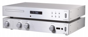 Audiolab's 8200CD CD player and 8200A Integrated amplifier, stacked perfection.