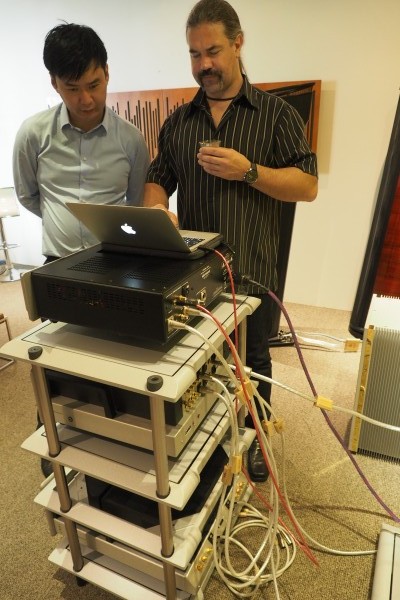 Alvin Tan of Perfect Hi-Fi and Bjorn checking the playlist.
